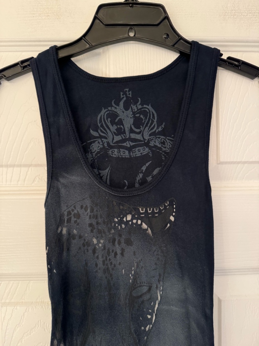 Key Closet Leopard Graphic Blue & Black Women’s Ribbed Cotton Tank Top Sz Small - Picture 8 of 10